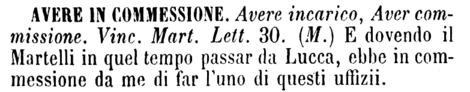 avere-in-commessione