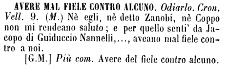 avere-mal-fiele-contro-alcuno